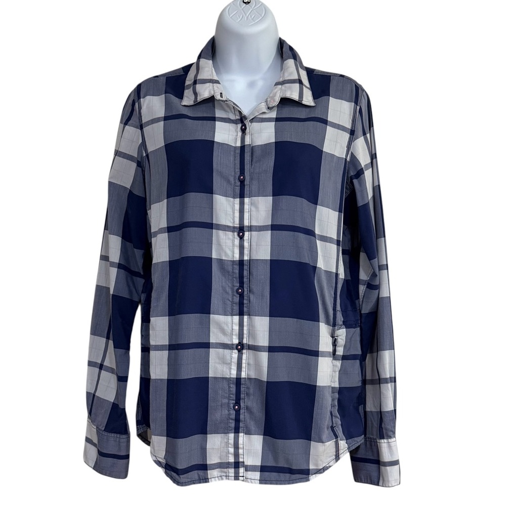 The North Face White Gray Plaid Button-up Shirt Size Medium Lightweight